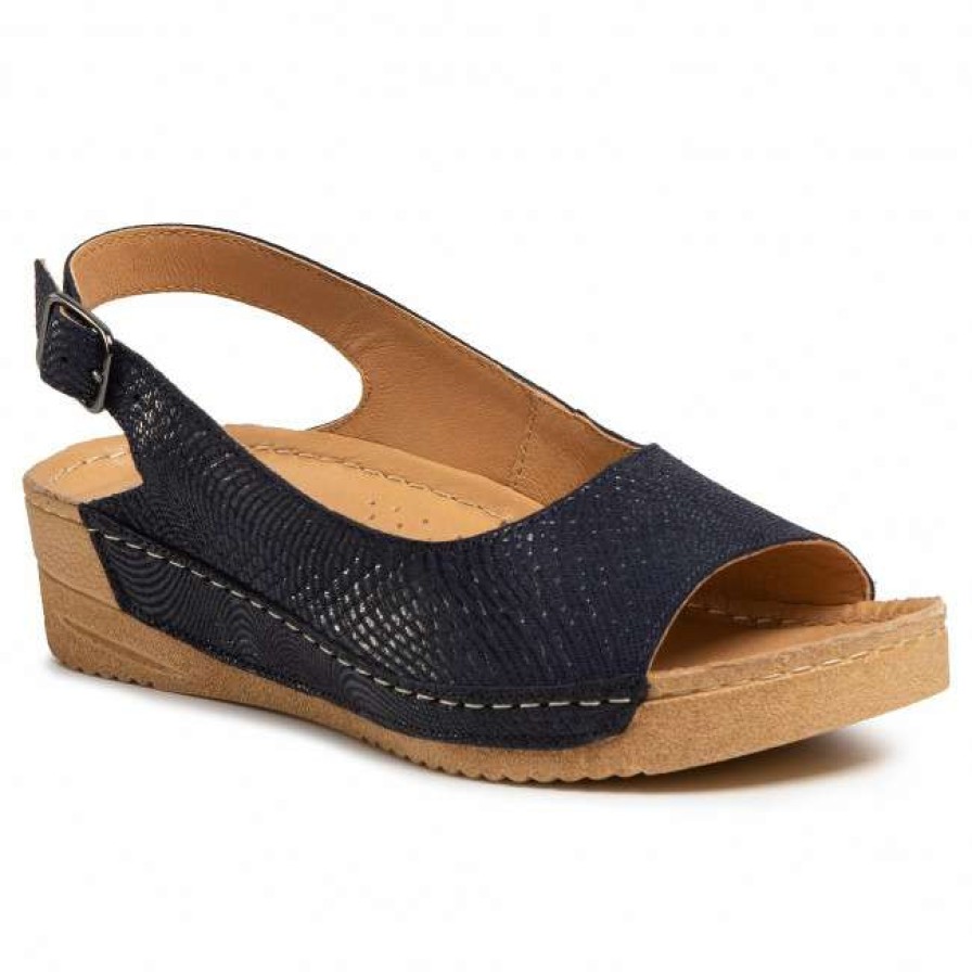 Women'S Shoes * | Wedges Sandals Lasocki 1891-02 Cobalt Blue Navy Blue