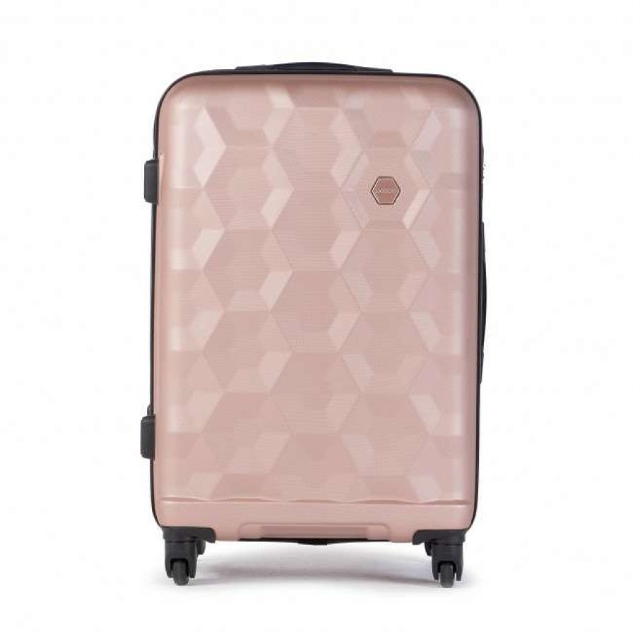 Accessories * | Suitcases Medium Trolley Lasocki Blw-A-102-66-07 Gold Pink