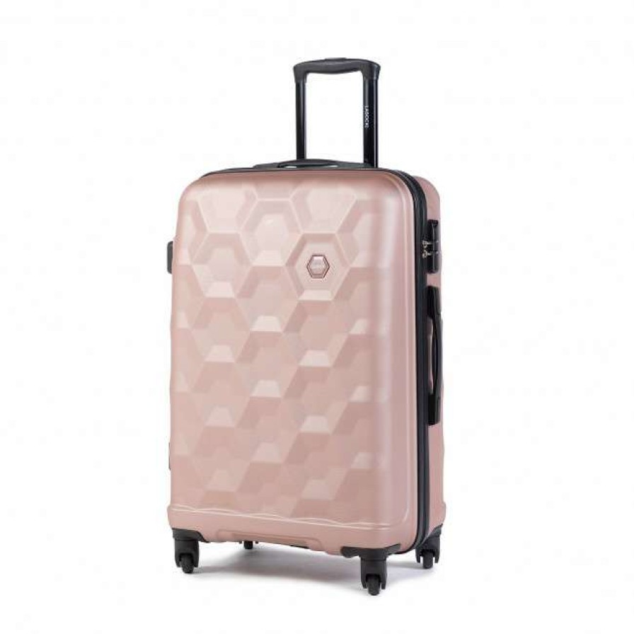 Accessories * | Suitcases Medium Trolley Lasocki Blw-A-102-66-07 Gold Pink