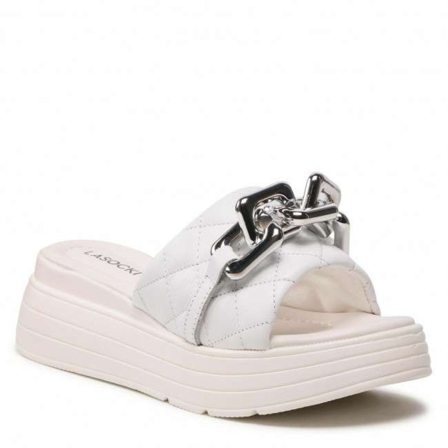 Women'S Shoes * | Wedges Slides Lasocki Arc-4884-02 White White