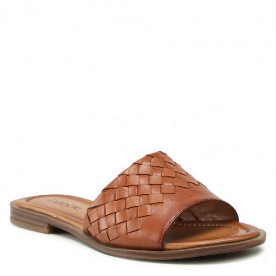 Women'S Shoes * | Casual Mules Slides Lasocki Wi23-Aga-02 Camel Brown